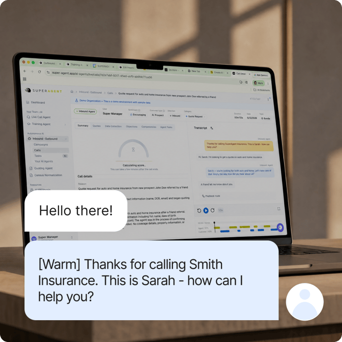 Inbound AI Agent interface showing call answering and lead qualification