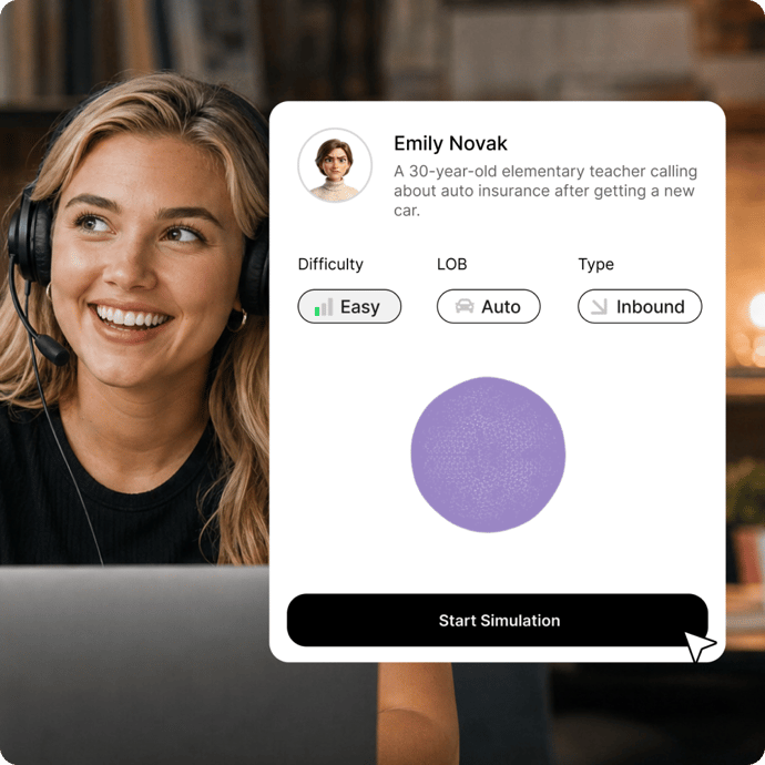 Training AI Agent interface showing rep coaching dashboard