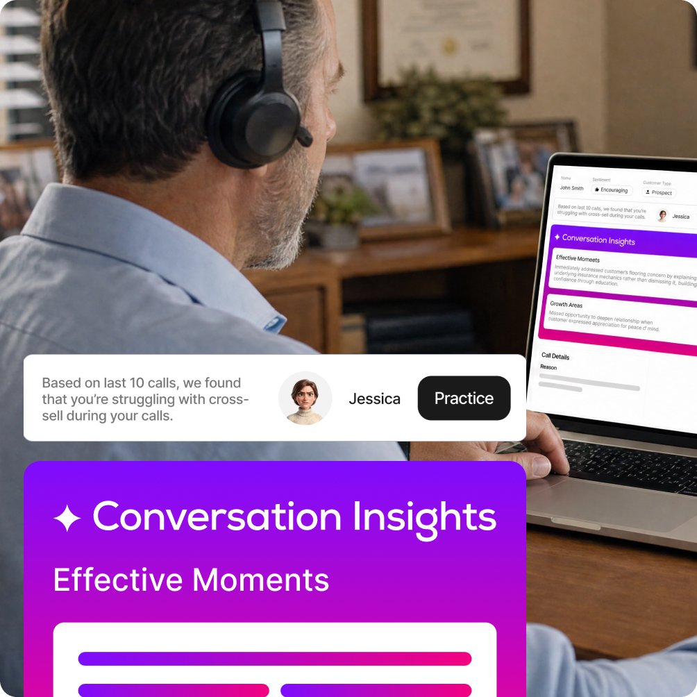 Live Call AI Agent interface showing real-time guidance
