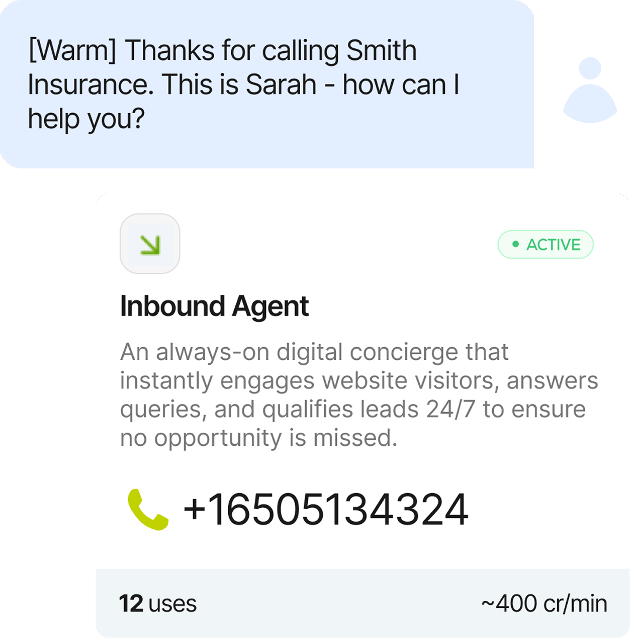 Inbound AI Agent Interface